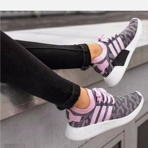 Adidas Women's Pink and Black Sneakers